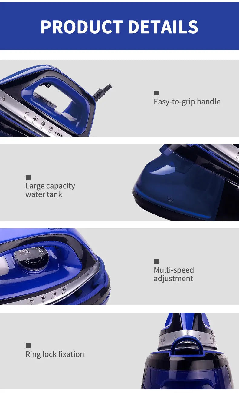Portable 360-Degree Freestyle Dry/Steam Iron, Non-Stick Soleplate, Anti-Calc and Anti-Drip, Power Base and Carrying/Storage Case