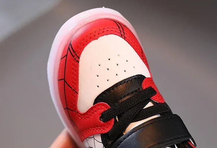 Disney Children's Led Light Shoes Fashion Aoger Spiderman Boys Sneakers Girls Cartton Casual Shoes Breathable Kids Sport Shoes