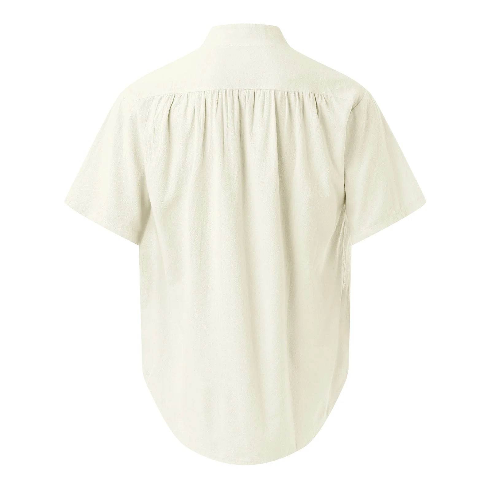 Medieval Costume Shirts Men Short Sleeve Vintage Renaissance V Neck Lace up Blouse Tops - AIAZ