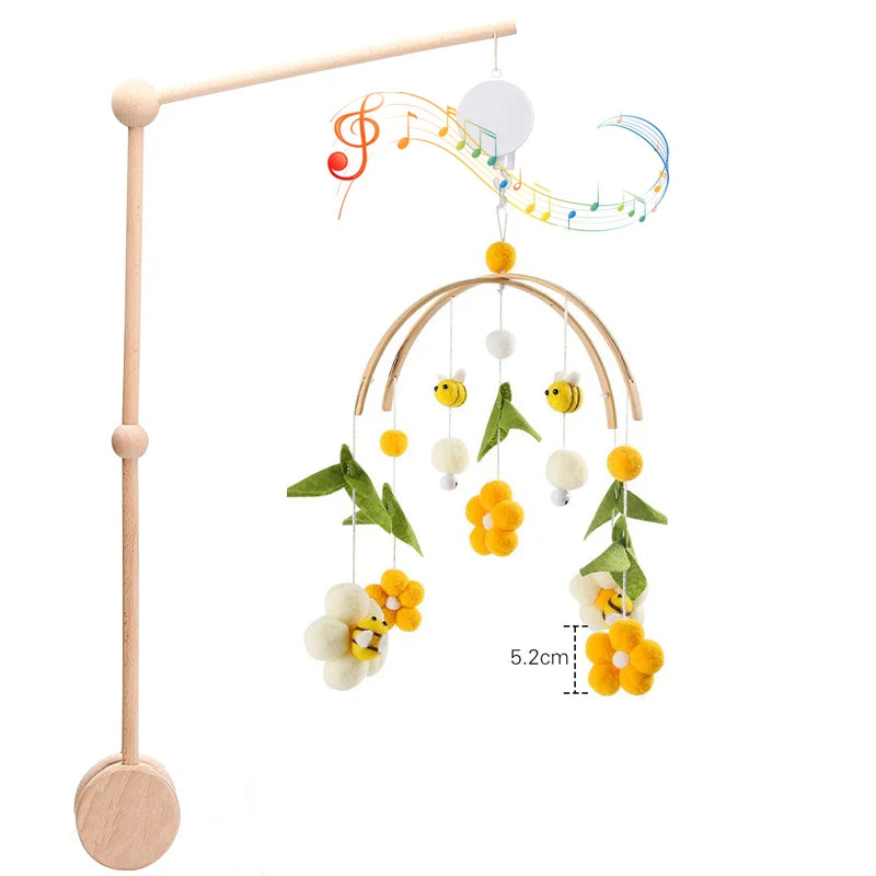 3pc/set Baby Wooden Bed Bell Bracket Mobile Hanging Rattles Toy Hanger Baby Crib Mobile Bed Bell Wood Toy Holder Arm Bracket