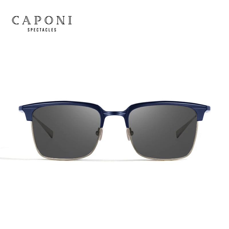 CAPONI Polarized Sunglasses For Men Fashion Pure Ttanium Eyewear Retro Trendy Brand Design Sun Glasses for Driving Shades BS1905
