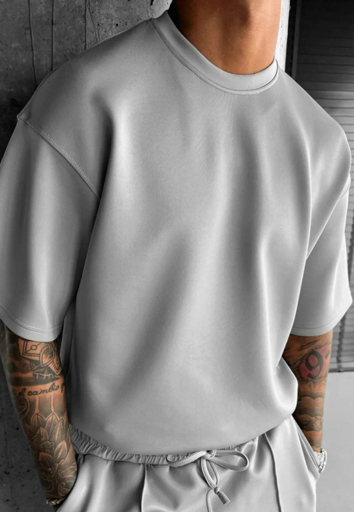 Men 2025 summer fashion sports design sense simple casual solid color quick drying short-sleeved T-shirt trend clothes - AIAZ
