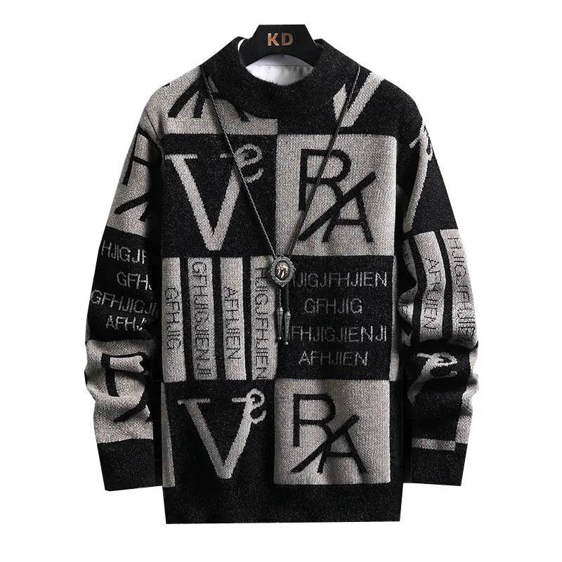 Men Knitted Sweater Stripe Pullovers Printing Round Neck Sweater Autumn/Winter Designer Quality Casual Men Clothing Jumper - AIAZ