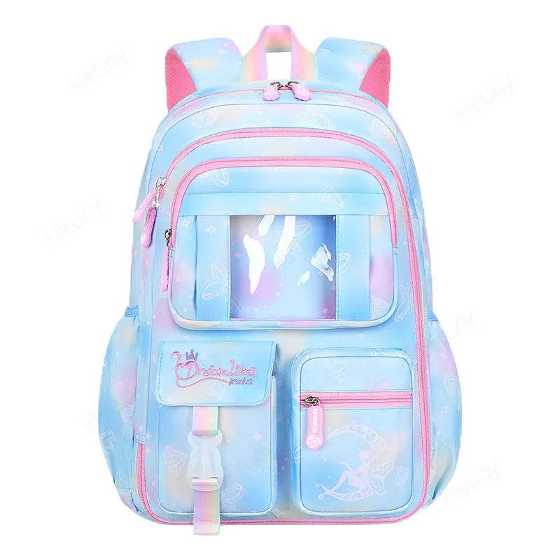 School Backpacks for Girls Child Cute Candy Color Shoulder Bag with Large Capacity Side-Open Backpack - AIAZ
