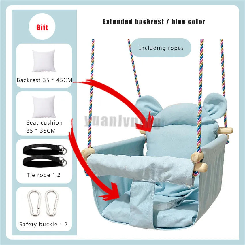 Kids Swing Portable Ceiling Suspended Chair With Seat Cushion Kids Baby Children's  Hammock with Safety Belt For Kids Babies