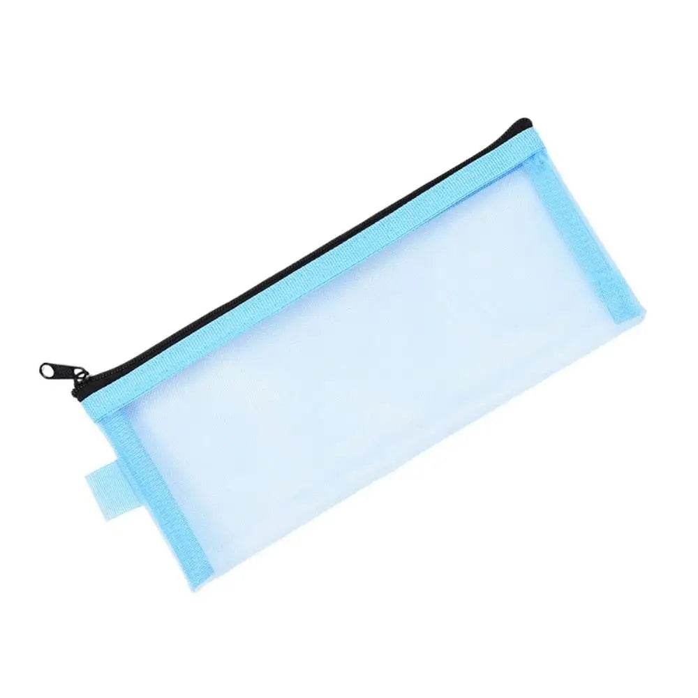 School Supplies Nylon Mesh Pencil Bag Zipper Pen Case Stationery Pouch Large Capacity Stationery Holder Bag Kids - AIAZ