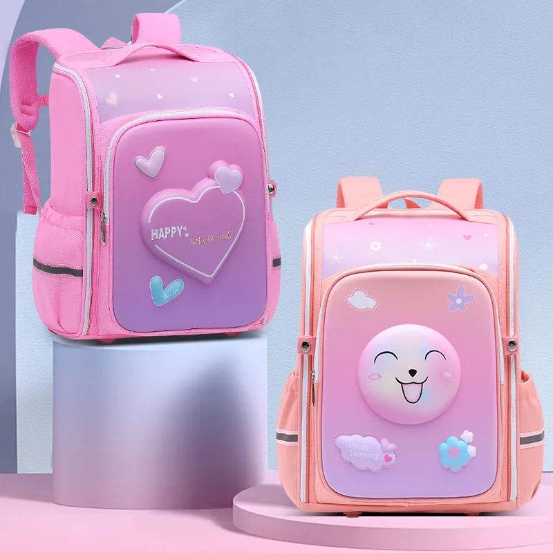 primary school bags for girls cute cartoon love heart pink school backpack student bookbag elementary school kids backpack - AIAZ