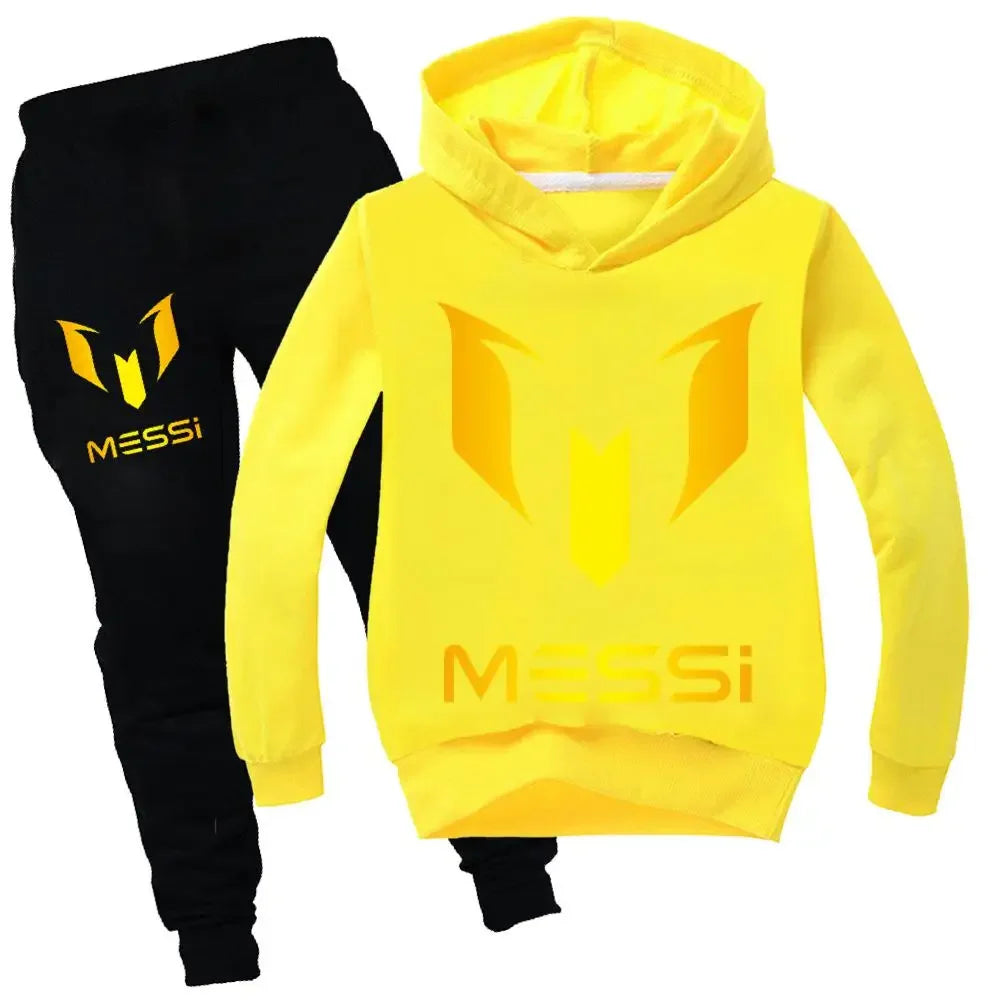 2024 New Argentine Football Superstar Messi Children Hoodie + Pants 2pcs Sets Kids Boys Girls Spring Autumn Fashion Tracksuits