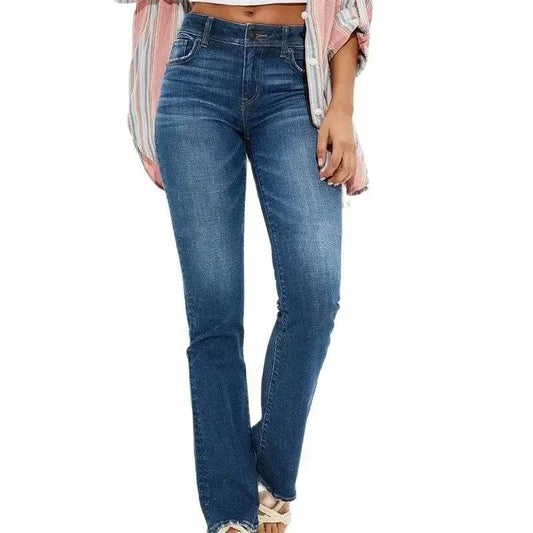 Women High Waist Hip Lift Straight Jeans Four Seasons Casual Slim Denim Pants Daily Female Comfortable Office Commuter Trousers - AIAZ