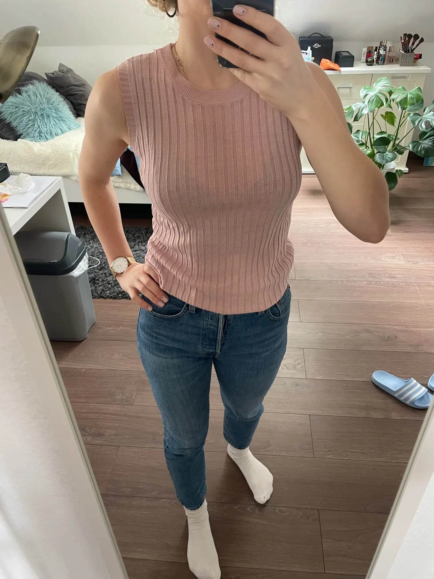 2025 Summer New Fashion Knitted Vests O-neck Sleeveless Casual Thin Tops Sleeveless Blouse Women Shirt - AIAZ