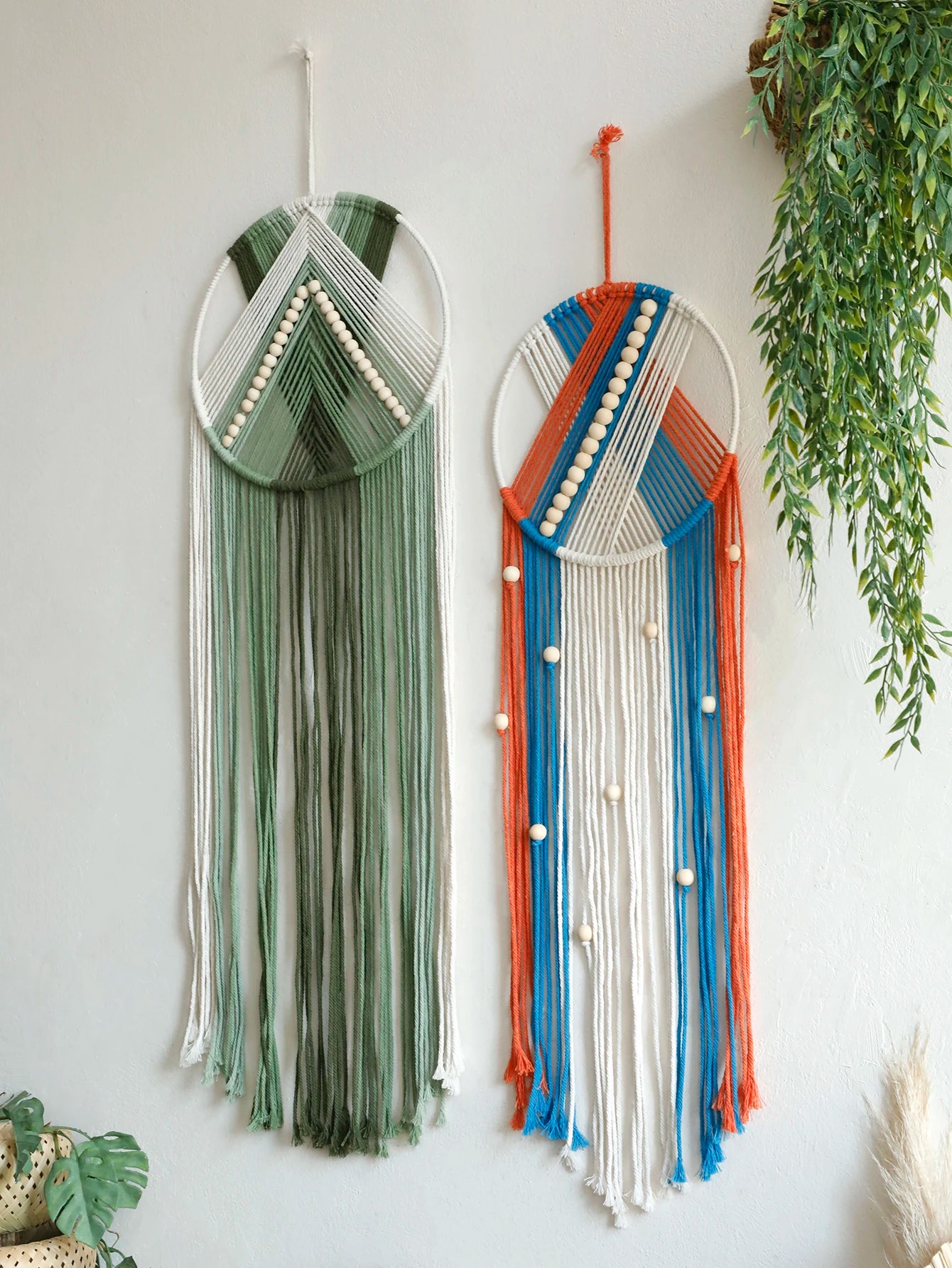 Handmade Macrame Wall Hanging Tapestry with Fringe and Wooden Beads for Living Room Bedroom or Nursery Large Bohemian Decor Gift