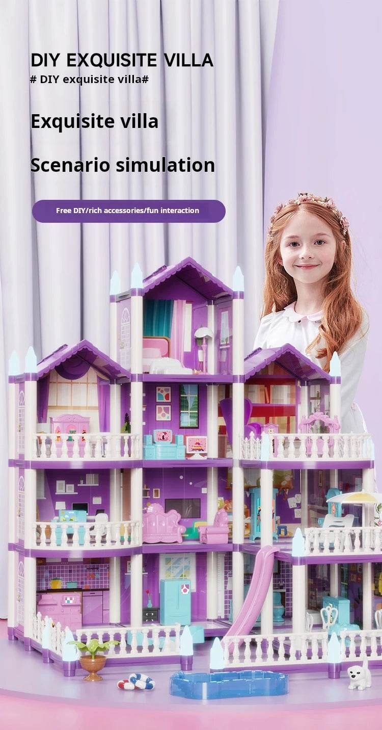 3D DIY Fantasy Princess Castle Villa Assembly Doll House Set Toys, Girls Home Toys & 3D Kids Toys - AIAZ