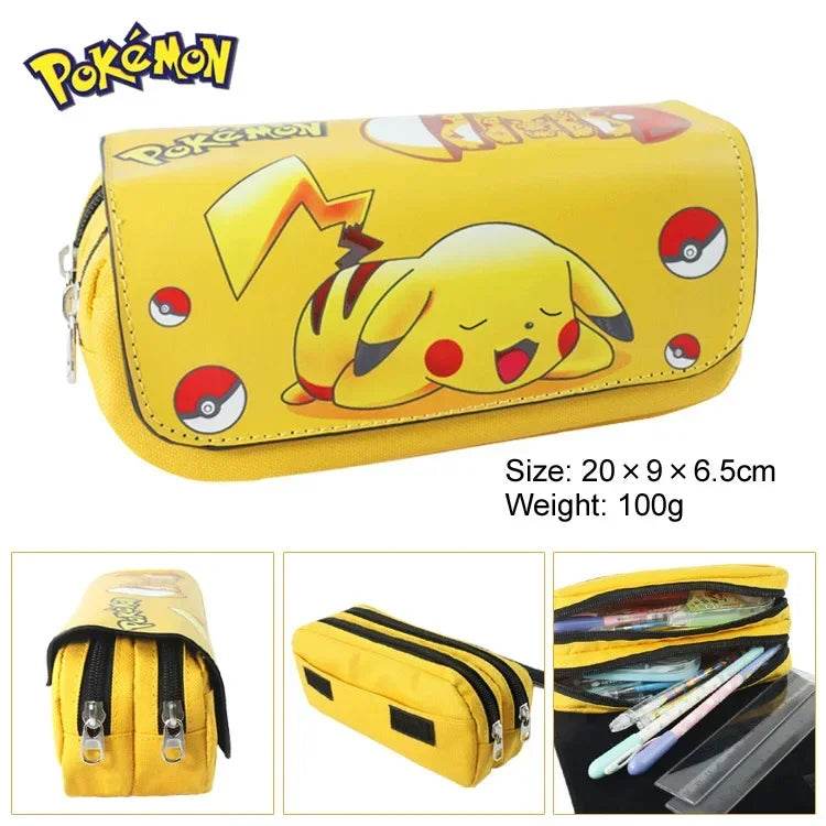 Pokemon Pencill Case School Cartoon Pikachu Black Pen Bag School Supplies Stationery Schoolbag Birthday Party Gifts for Boys - AIAZ