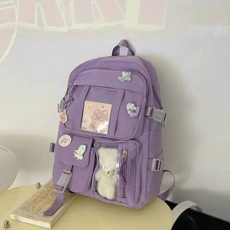 Girls Backpack Cute School Bags For Student Teens Girls Pockets Women Laptop Backpack Harajuku - AIAZ