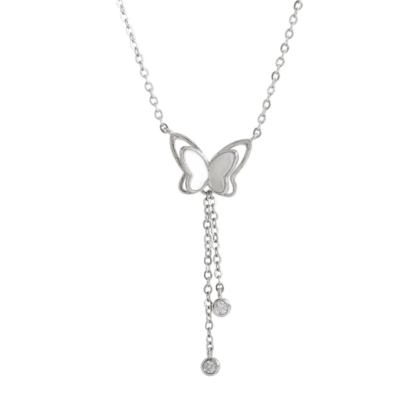 New Elegant Frosted Shell Butterfly Pendant Necklace for Women Minimalism Exquisite Clavicle Chain Charm Jewerly Birthday Gift