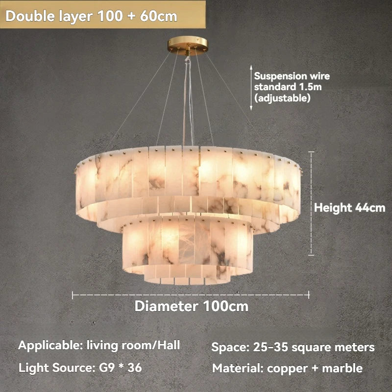 Natural Marble Brass Pendant Light Luxury Nordic Gold Chandelier for Living Room Dining Room Bedroom Bar Study Lighting Fixture