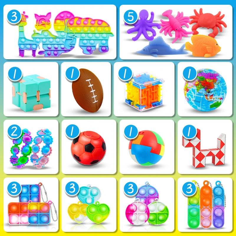 120/206pcs Kids Birthday Party Favors Set Toys Children Pinata Filler Bulk Supplies Boys Girls Classroom Carnival Prizes Favors - AIAZ
