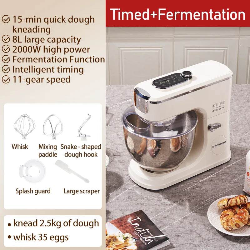 SUNATUR 2000W electric kitchen blender 8L stand mixer machine Egg Beating cream All-in-One Mixer Household Auto Dough Kneading - AIAZ