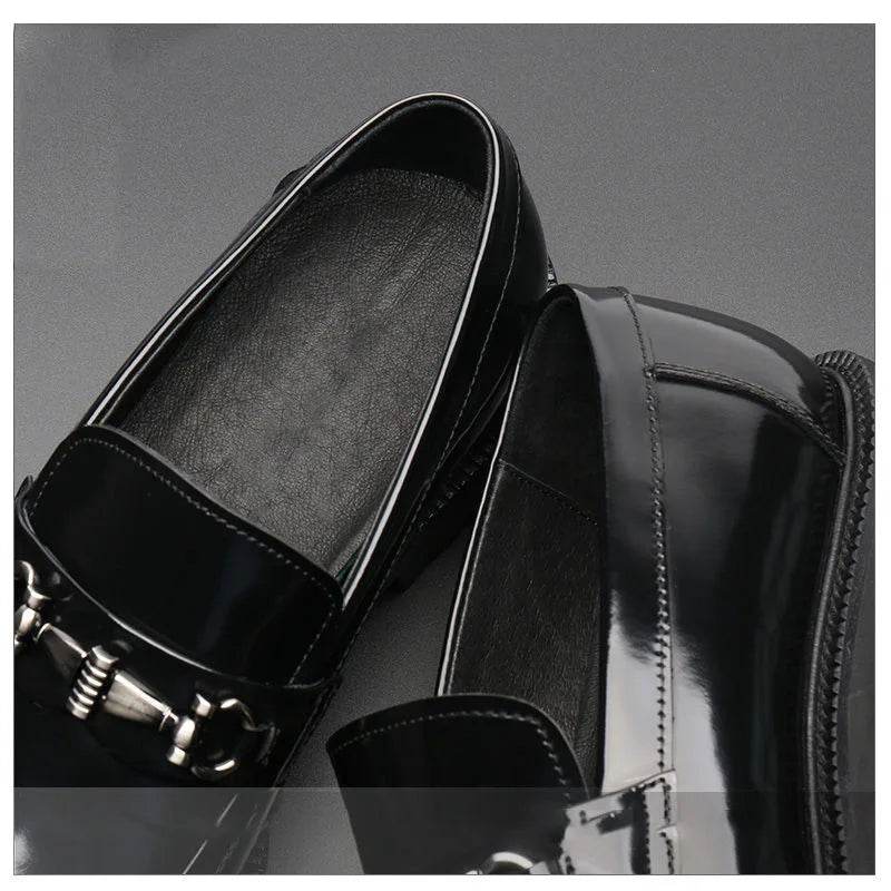 Men's Business Formal Leather Shoes Man Casual Leather Shoes Loafers Casual Business Wedding Shoes for Men Round Toe Slip-On - AIAZ