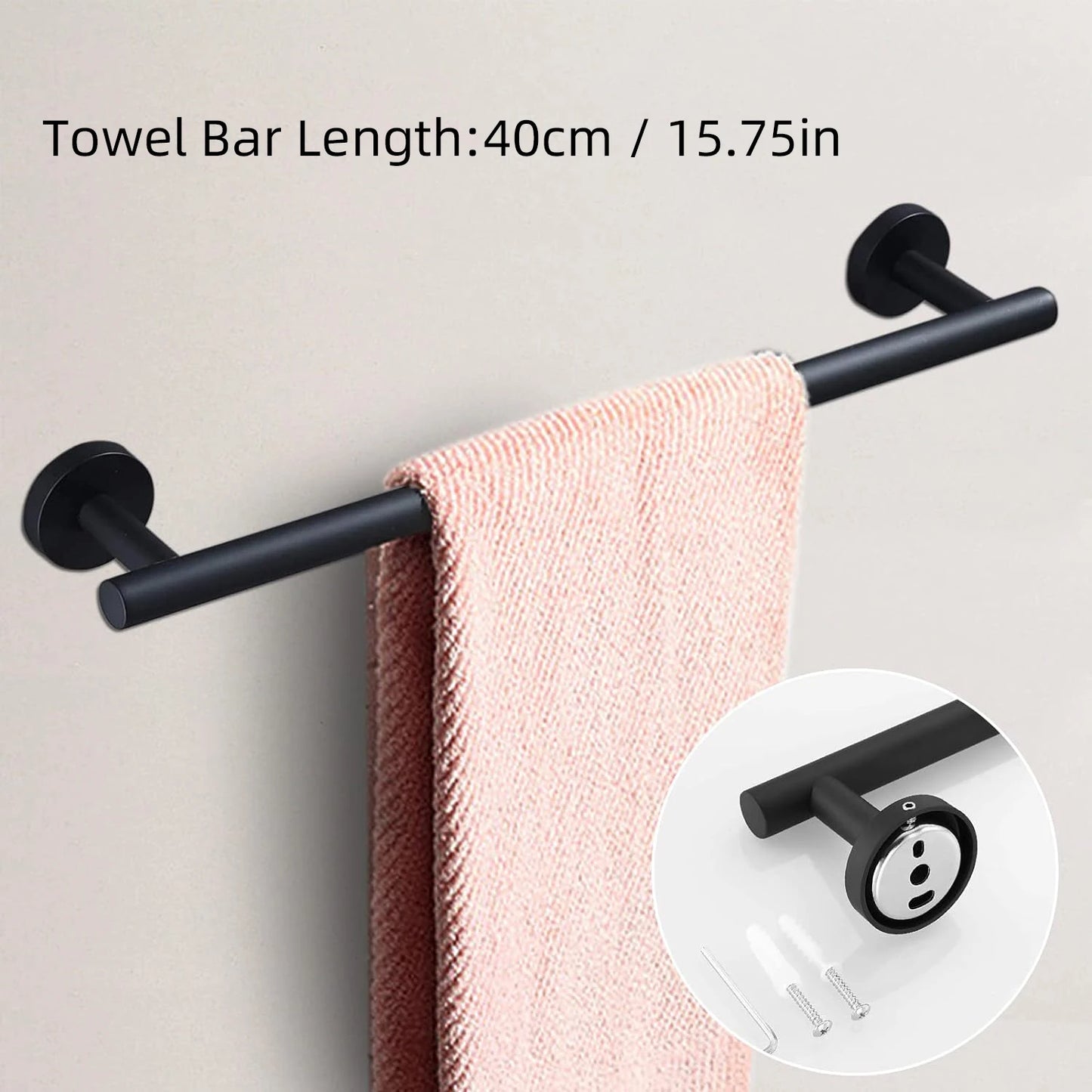 Bathroom Hardware Set Stainless Steel Bathroom Accessories Set Wall Mounted Towel Bar Towel Ring Toilet Paper Roll Holder Set