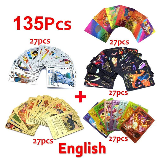 Pokemon Cards Vmax GX Gold Foil Flash Card English Spanish Colorful Pikachu Charizard French German Game Battle Collection Cards - AIAZ