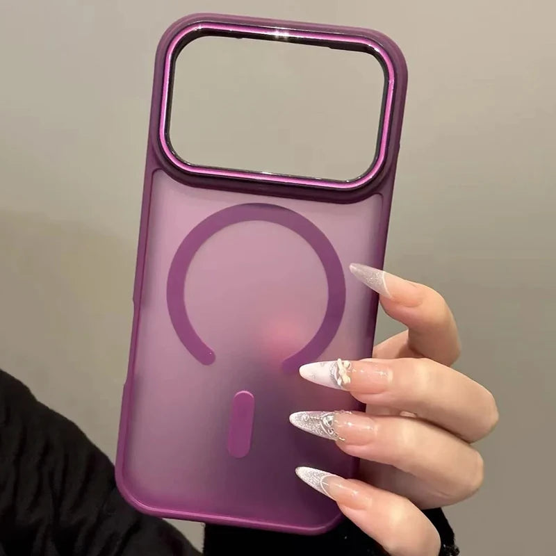 Luxury Matte Magnetic for Magsafe Phone Case for iPhone 17 Pro Max 17 Air Metal Lens Frame Cover for iPhone 16 13 14 15 Pro Max