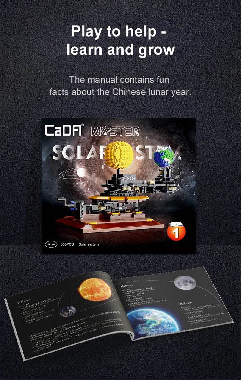 Cada 865PCS City Solar System Earth and Sun Clock Building Blocks Science Experiment Education Bricks Toys Boys Gifts - AIAZ