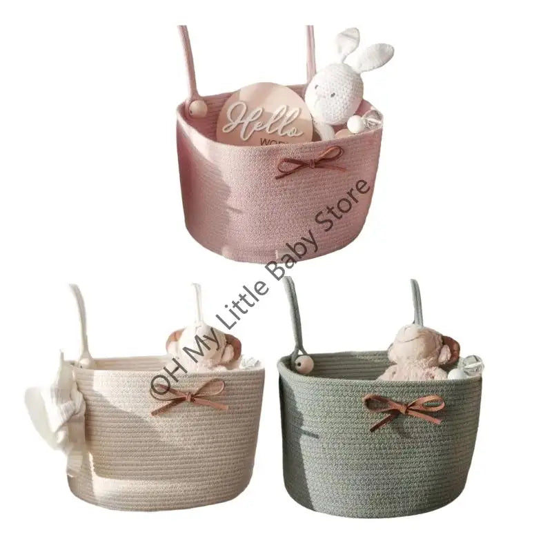 Baby Crib Storage Bag Cotton weave Large Pouch Newborn Bed Headboard Organizer for Kids Baby Bedding Diaper Toys Bag