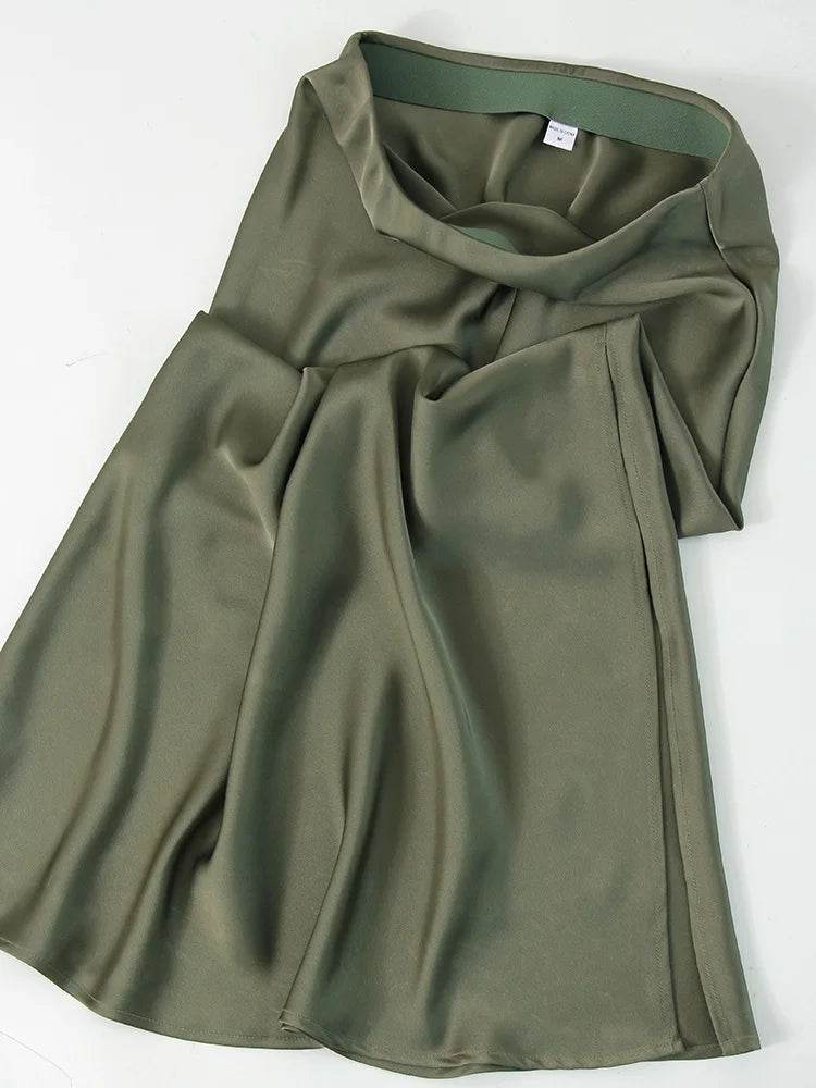 Long Satin Skirts For Women Summer High Quality Skirt With Slit On The Side Silk Elegant Black Maxi Luxury Women's Skirts 2025 - AIAZ