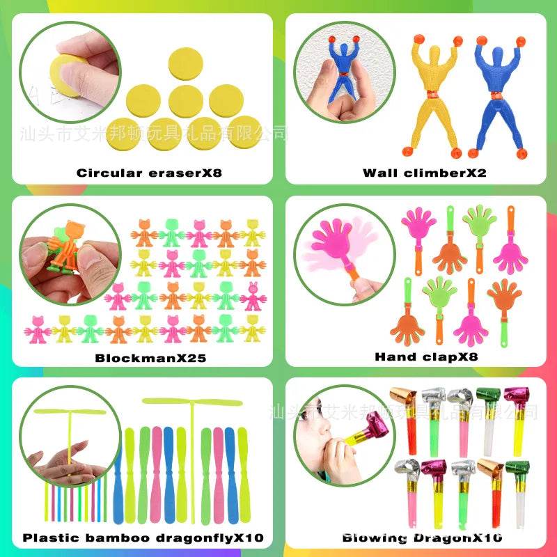 300/468Pc Party Favors for Kids Birthday Funny Wall Climber Push Bubble Stress Relief Toy Gifts Giveaway Pinata Filler Bulk Toys - AIAZ