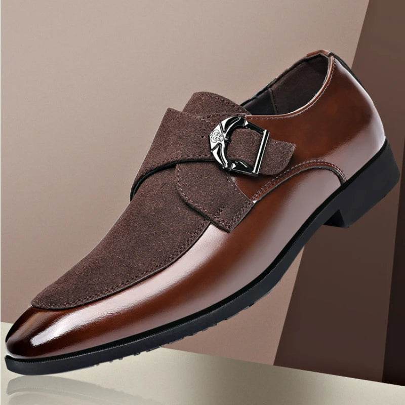 Casual Business Shoes for Men Point Toe Men Dress Buckle Shoes Luxury Men's Wedding Formal Shoes Derby Party Oxford Footwear - AIAZ