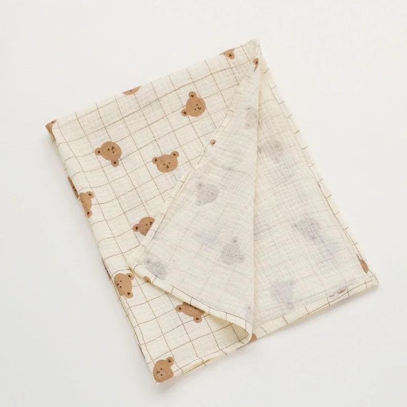 Baby Cotton Muslin Swaddle Blanket Floral/Animal Print Stroller Blanket Infant Diaper Newborn Receiving Blanket