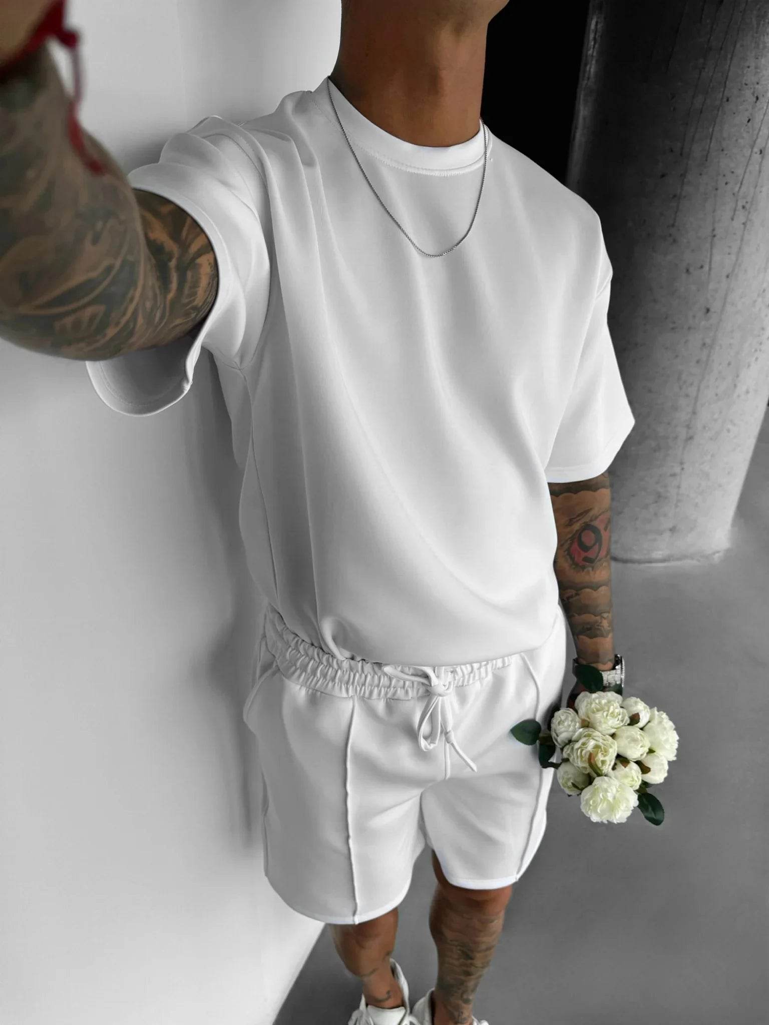 Men 2025 summer fashion sports design sense simple casual solid color quick drying short-sleeved T-shirt trend clothes - AIAZ