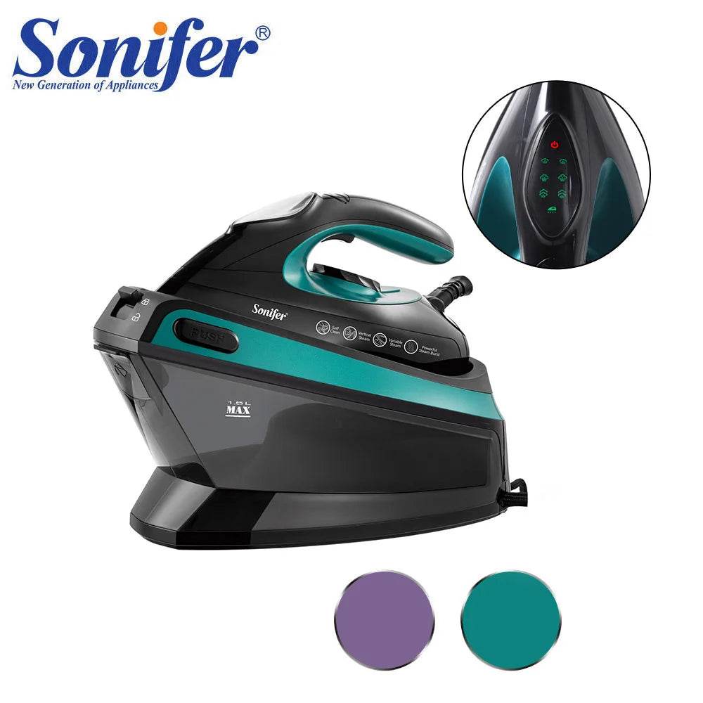 Sonifer Split Steam Iron with LCD Display 2400W Fast heating1.5L Large Individual Water Tank 3 Steam Adjustment - AIAZ