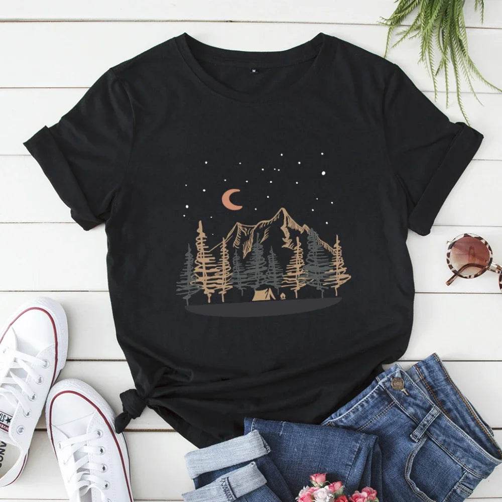 Oversized Women Tops 2024 Summer Woman Clothes Cotton T-shirt Female Short Sleeve Tees Women's Tshirt Graphic T Shirts - AIAZ