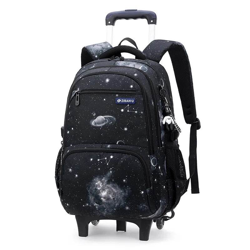 Children School bag with wheels school backpack On wheels School Trolley backpacks bags for boys wheeled School Rolling backpack - AIAZ