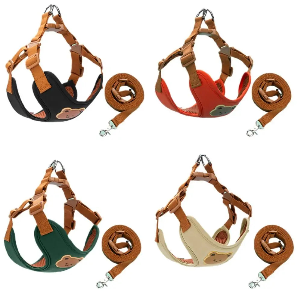 Creative Cute Pet Harness Leash Anti-Escape Adjustable Dog Collar Harness No Pull Dog Harness Outdoor Walking Travel