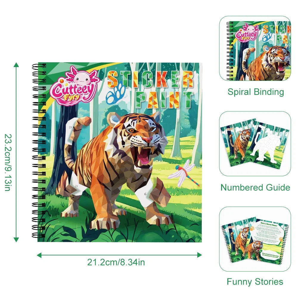 Montessori Sticker Puzzle Book With Story For Kids Educational Jigsaw Sticker Creative Games Children's Mosaic Toy Birthday Gift