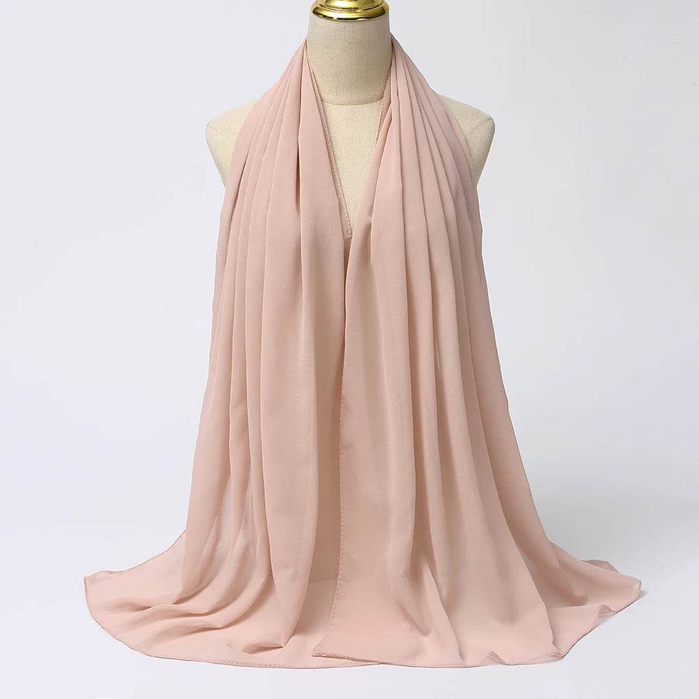 Muslim Chiffon Hijab Scarf Women Long Solid Color Head Wrap For Women Hijabs Scarves Ladies Muslim Veil Jersey Hijabs - AIAZ