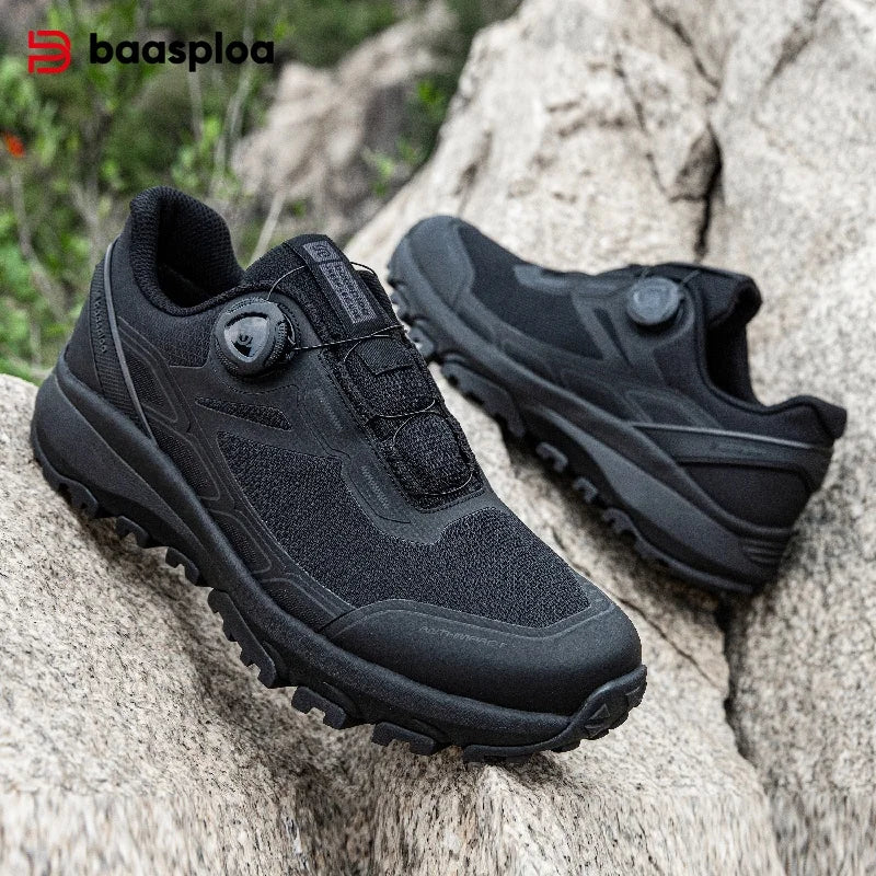 Baasploa Men Hiking Shoes Outdoor Climbing Mesh Breathable Travel Walking Shoes Male Non-Slip Wear Resistant Comfortable Sneaker