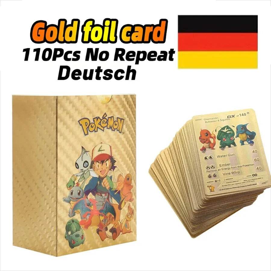 27-110pcs Pokemon Cards Pikachu Gold Silver Black Colorful Vmax GX Vstar Spanish English French German Collection Card Toys Gift - AIAZ