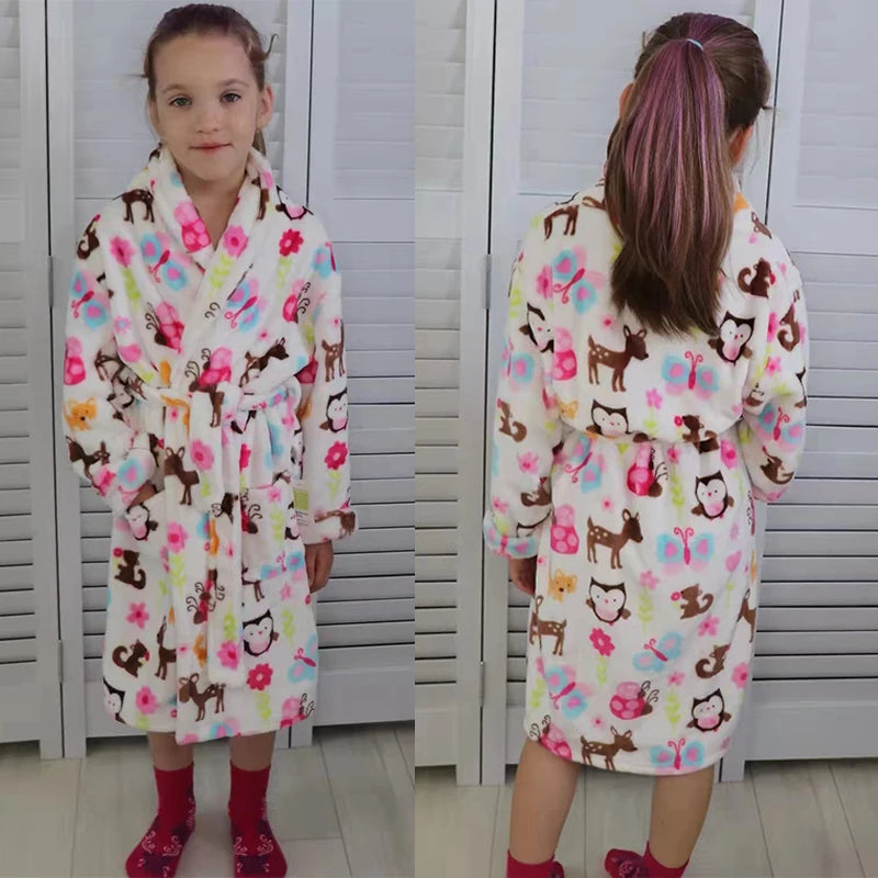 Soft Children Flannel Pajamas Autumn and Winter Pajamas for Girl Warm Kids Bathrobe Boy Sleepwear Family Matching Homewear 4-16Y