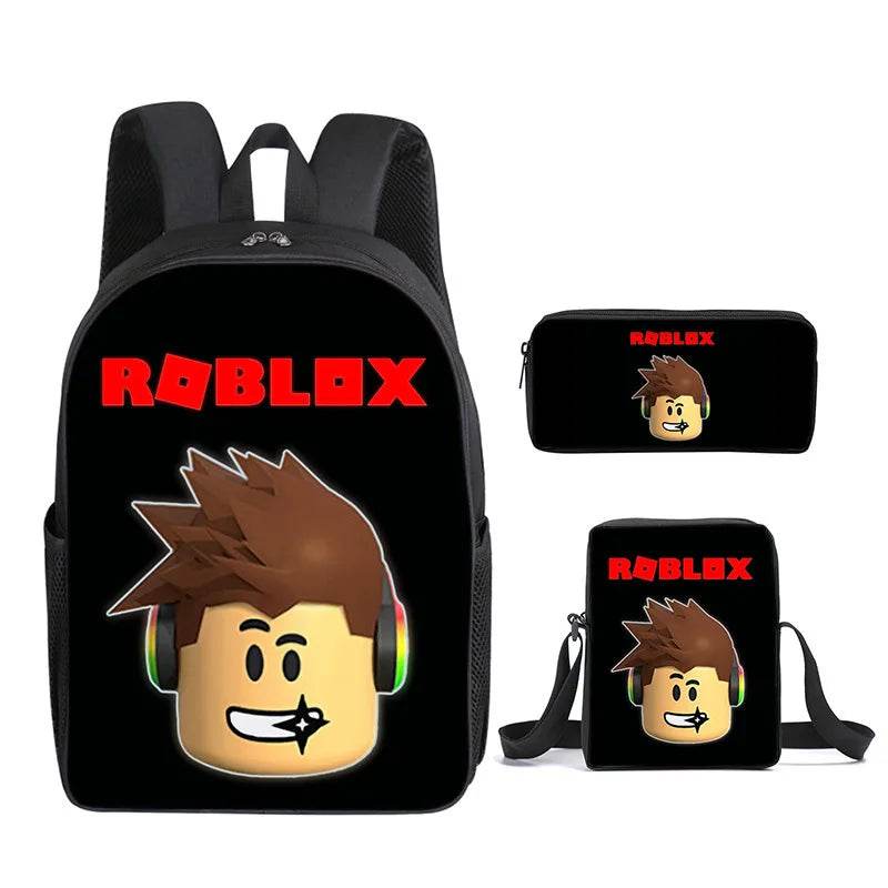 Game ROBLOX Student Backpack Korean Version Primary and Secondary School Backpacks Ins Fashion Trend Backpack Three Piece Set - AIAZ