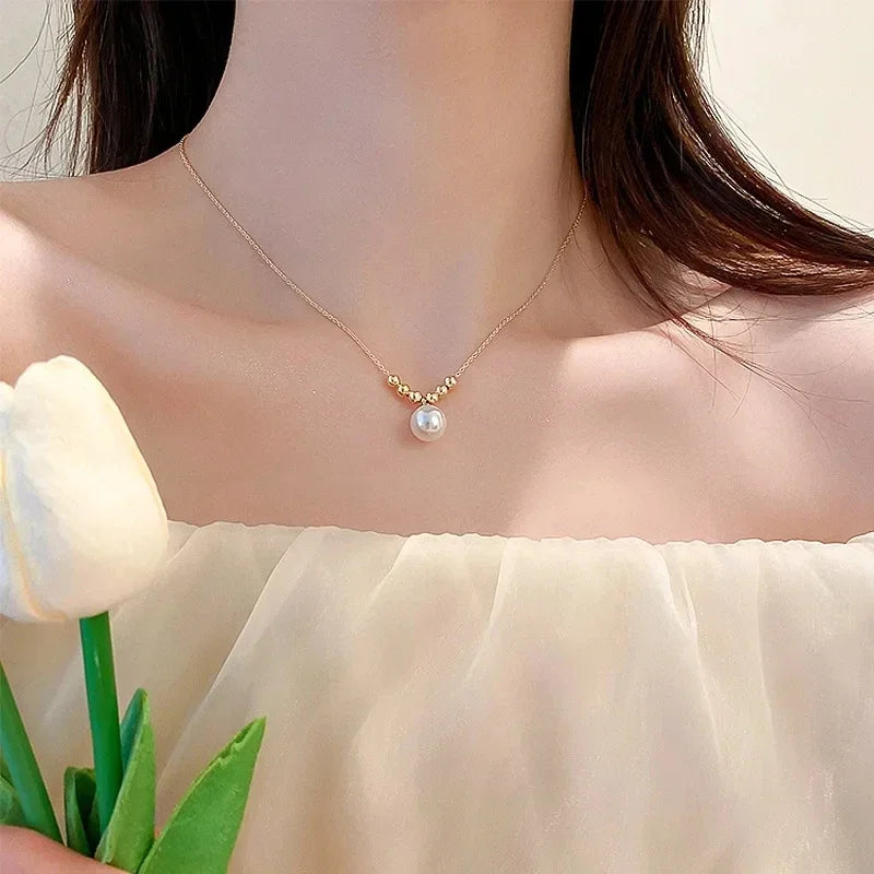1 Piece Stainless Titanium Steel Chain Cute Bow Red Love Heart Balloon Bear Pendant Necklace Women's Romantic Jewelry Girls Gift