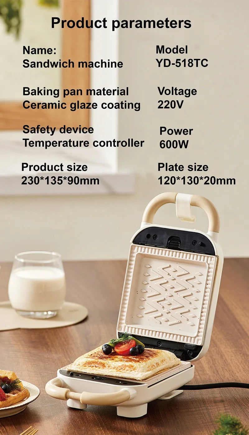 600W Electric Sandwich Machine Waffle Maker Home Toaster Multifunctional Breakfast Machine Takoyaki Pancake Donut Toast Press