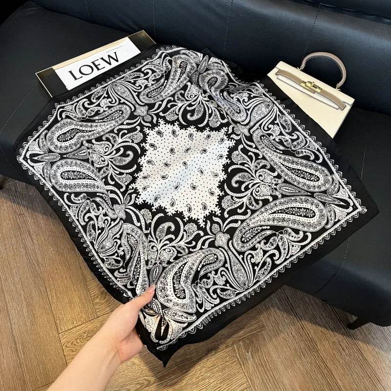 2024 New Leopard Print Square Scarf Women's Imitation Silk Scarf Casual Versatile Decoration Small Neck Scarf 70CMx70CM - AIAZ