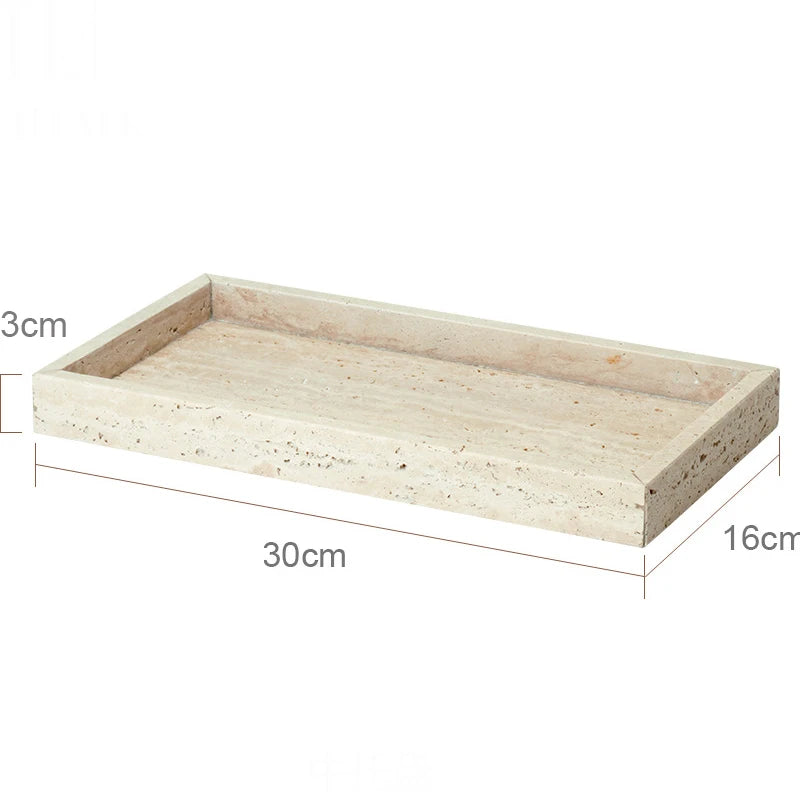 Beige Travertine Bathroom Accessories Set Natural Marble Soap Dispenser Soap Dish Reed Diffuser Vanity Tray Bathroom Set