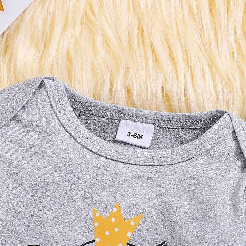 Citgeett Autumn Infant Baby Boys Girls Fall Outfits Long Sleeve Print Romper + Pants + Hat Set Spring Clothes