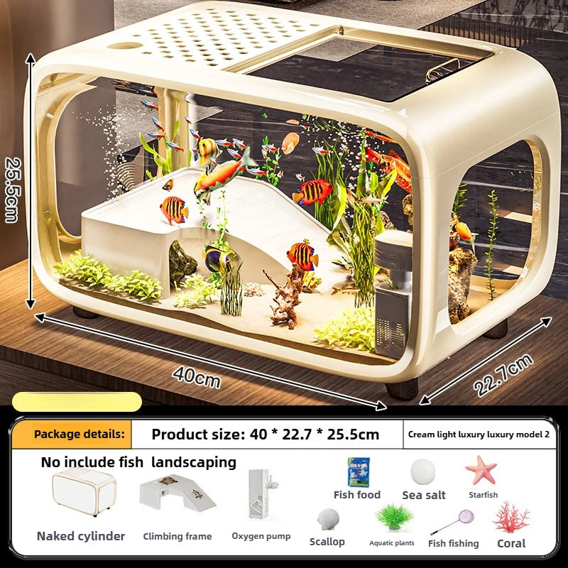 Creative Aquarium Fish Tank Ecological Landscape Set Integrated Filtration Oxygen Generation Machine Transparent Turtle Tank