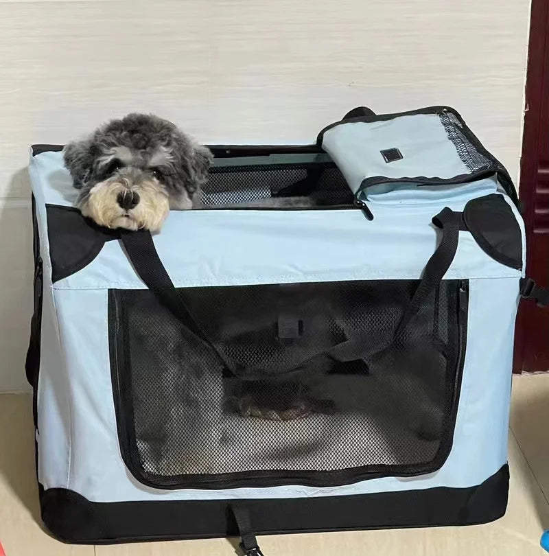 Dog Cage Car Kennel Outing Carrying Bag Pet Luggage Car Travel Cage Cat and Dog Cage Folding Medium and Large Dogs